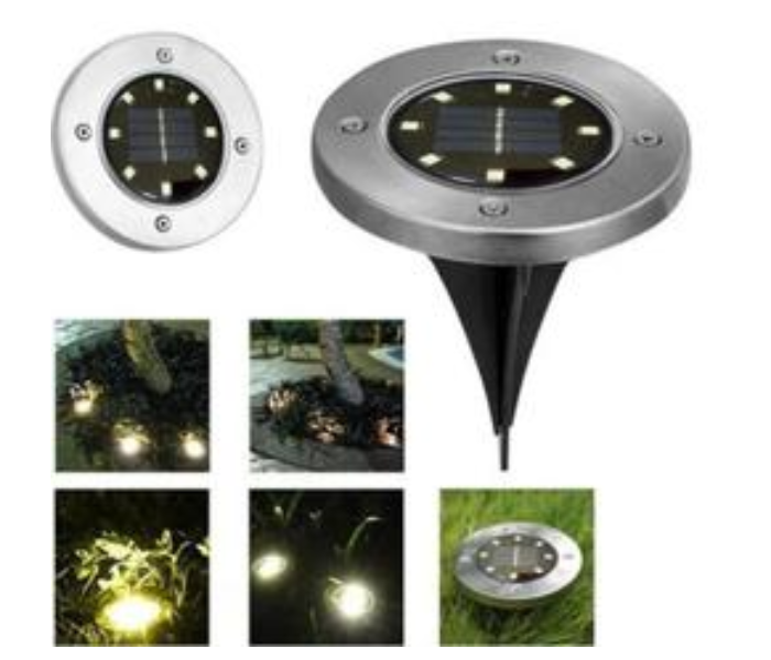 Jongo 8 LED Solar Powered Disk Lights Outdoor Solar Garden Light Waterproof Landscape Lighting Bright in-Ground Lights  - Warm White - Zoom Image 3