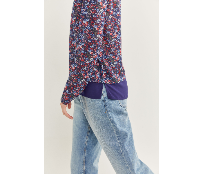 Springfield SS20 Floral Printed Long Sleeve T-Shirt X-Small For Women - Blue and Pink - Zoom Image 2