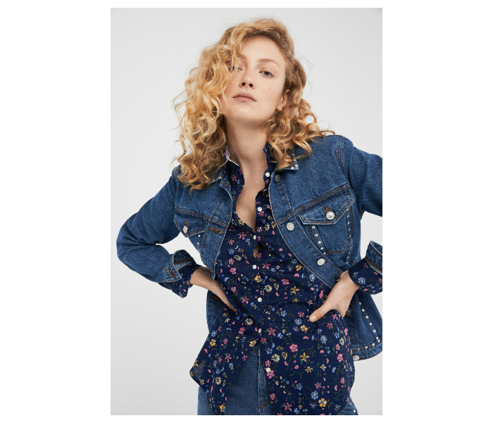 Springfield SS19 Long Sleeve Floral Blouse EU 38 For Women - Navy Blue - Zoom Image 3