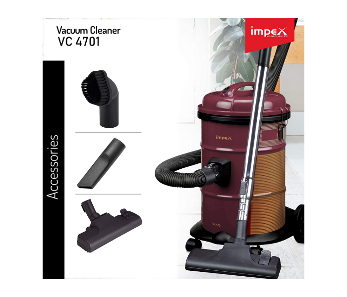 Impex VC-4701 Multi-Purpose Dry Vacuum Cleaner - Maroon - Zoom Image 4