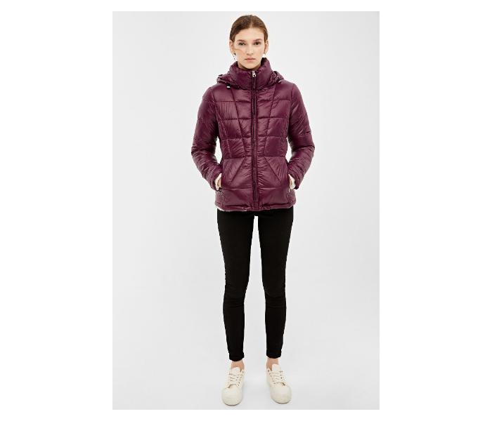 Springfield AW19 Solid Winter Jacket Medium For Women - Purple - Zoom Image 3