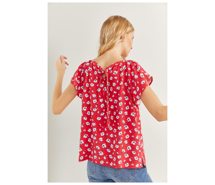 Springfield SS20 Floral Short Sleeve Blouse EU 42 For Women - Red and White - Zoom Image 3