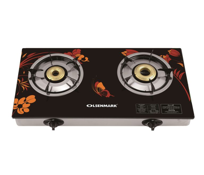 Olsenmark OMK2352 Tempered Glass Double Gas Burner Black - Zoom Image