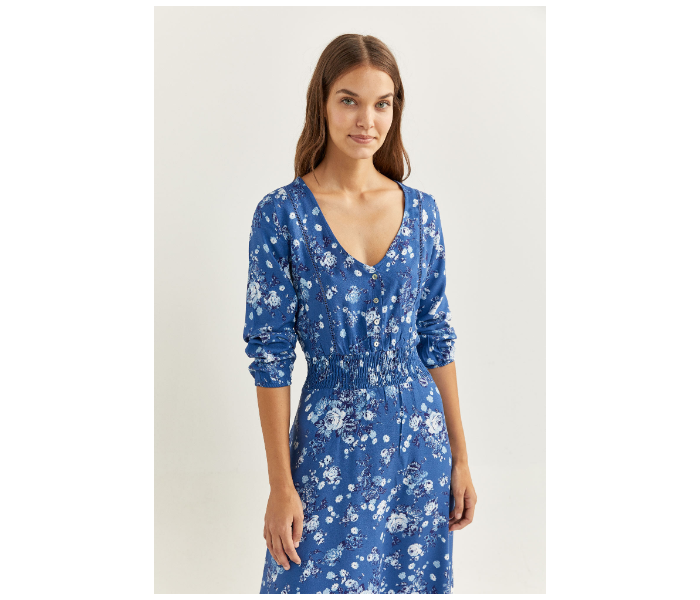 Springfield SS20 Printed Knit Dress EU 44 For Women - Blue and White - Zoom Image 2