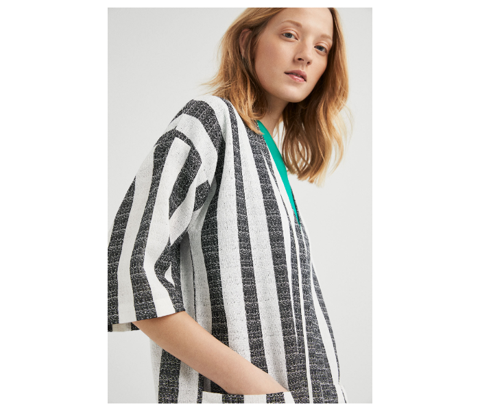 Springfield SS19 Striped Kimonos X-Small For Women - Grey and White - Zoom Image 2