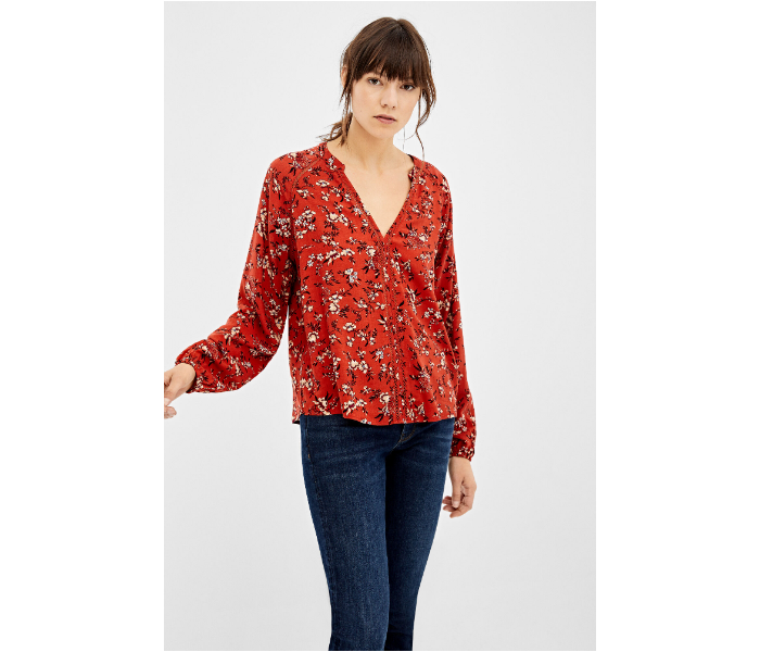 Springfield AW19 Regular Fit Long Sleeve Floral Blouse EU 36 For Women - Red - Zoom Image 1