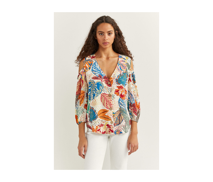 Springfield SS20 Printed Shoulder Shirt  EU 42 For Women - Beige - Zoom Image 1