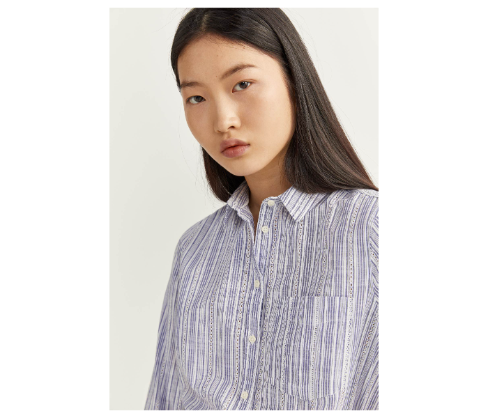 Springfield SS20 Long Sleeve Striped Shirt EU 40 For Women - Light Blue - Zoom Image 2