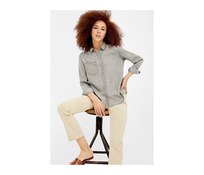 Springfield SS19 Long Sleeve Plain Blouse EU 36 For Women - Dark Grey - Zoom Image 1