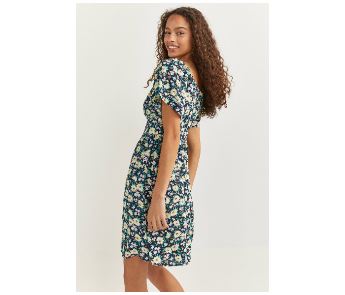 Springfield SS18 Flower Printed Knit Dress EU 38 For Women - Green and Yellow - Zoom Image 3