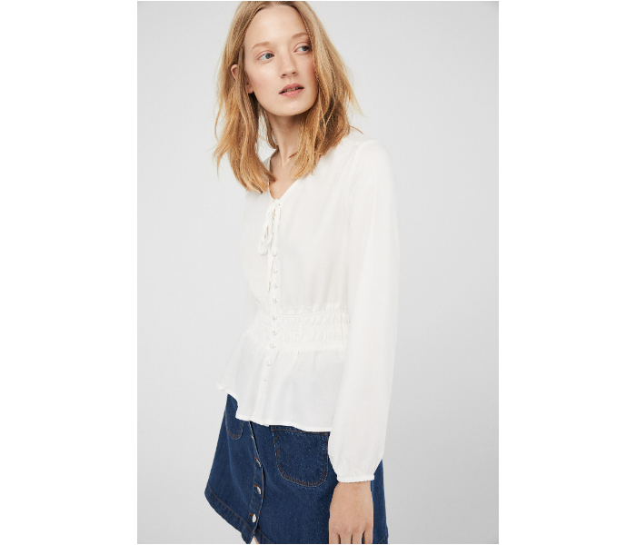 Springfield SS19 Long Sleeve Plain Blouse EU 40 For Women - White - Zoom Image 1