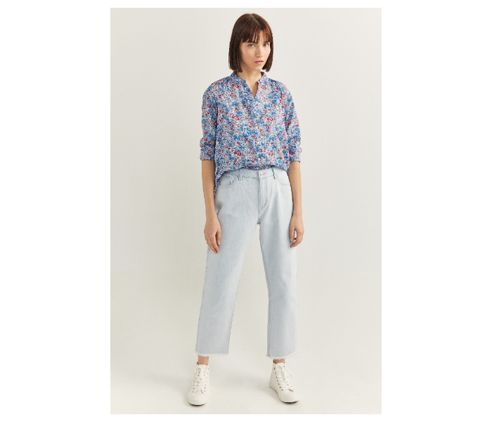 Springfield SS20 Long Sleeve Floral Blouse With Button Closure EU 40 For Women - Blue - Zoom Image 2