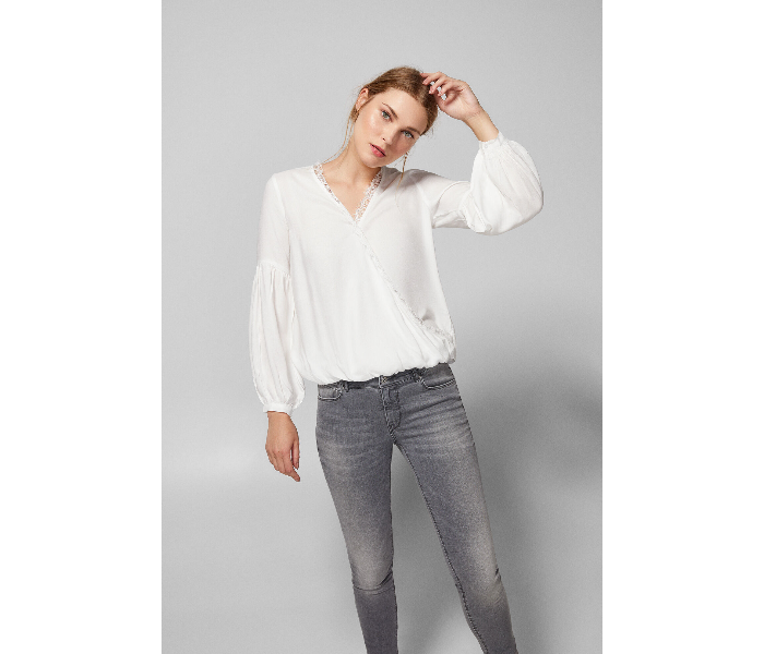 Springfield AW18 Long Sleeve Plain Blouse EU 38 For Women - White - Zoom Image 4