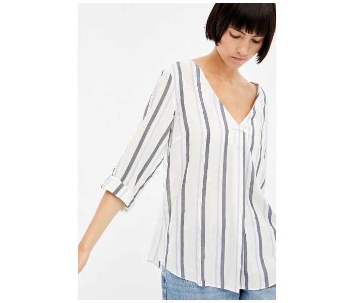 Springfield Regular Fit Long Sleeve Striped Blouse EU 38 For Women - Blue And White - Zoom Image 1