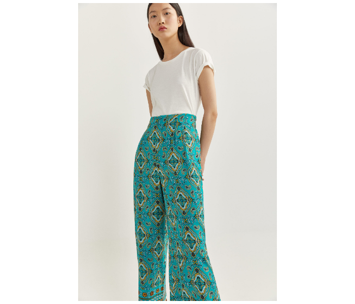 Springfield SS20 Printed Cotton Fancy Pant EU 38 For Women - Light Green - Zoom Image 2