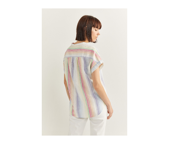 Springfield SS20 Striped Short Sleeve Blouse EU 34 For Women - Blue and Pink - Zoom Image 4