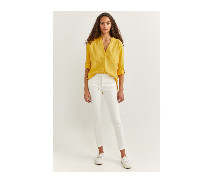 Springfield SS20 Long Sleeve Plain Shirt EU 42 For Women - Yellow - Zoom Image 2