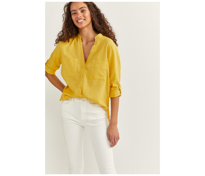 Springfield SS20 Long Sleeve Plain Shirt EU 36 For Women - Yellow - Zoom Image 2