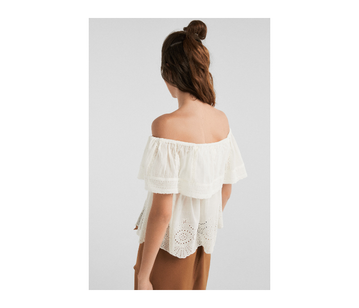 Springfield SS19 Off-Shoulder Blouse EU 36 For Women - Cream - Zoom Image 3