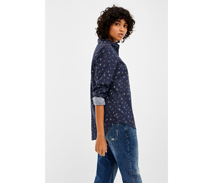 Springfield AW19 Regular Fit Long Sleeve Floral Blouse EU 42 For Women - Dark Blue - Zoom Image 4