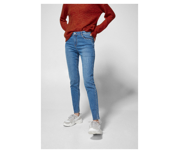 Springfield SS19 Fancy Denim Jeans EU 38 For Women - Silver and Blue - Zoom Image 4