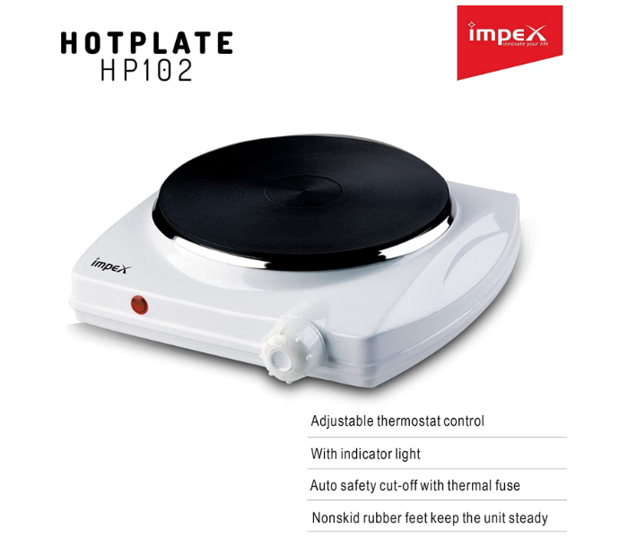 Impex HP-102 Electric Single Hot Plate - White - Zoom Image 3