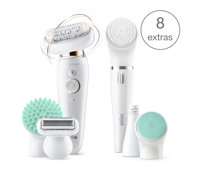 Braun SES9300 Wet and Dry Epilator with 8 Extras - White - Zoom Image 1