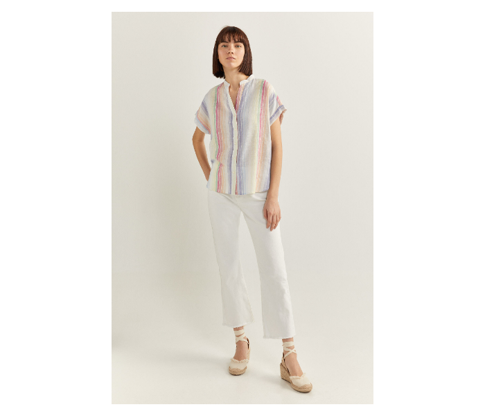 Springfield SS20 Striped Short Sleeve Blouse EU 36 For Women - Blue and Pink - Zoom Image 3