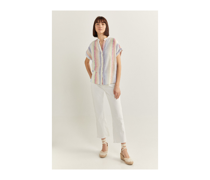 Springfield SS20 Striped Short Sleeve Blouse EU 34 For Women - Blue and Pink - Zoom Image 3