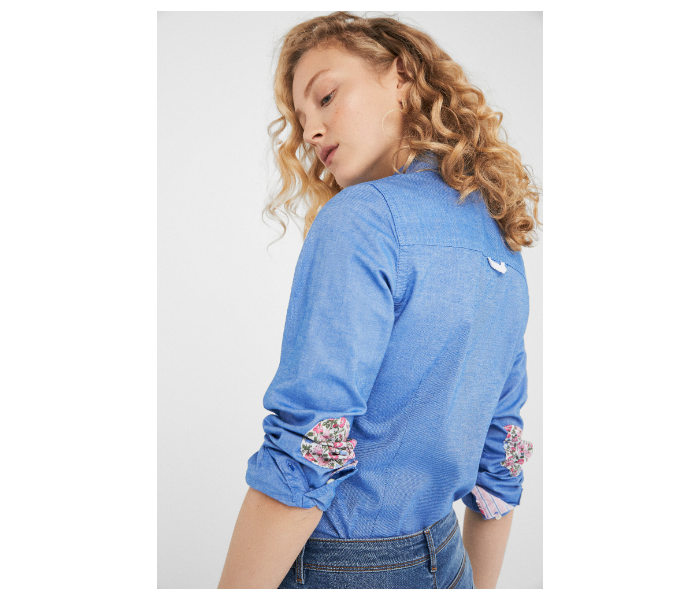 Springfield SS19 Long Sleeve Plain Blouse EU 40 For Women - Medium Blue - Zoom Image 2