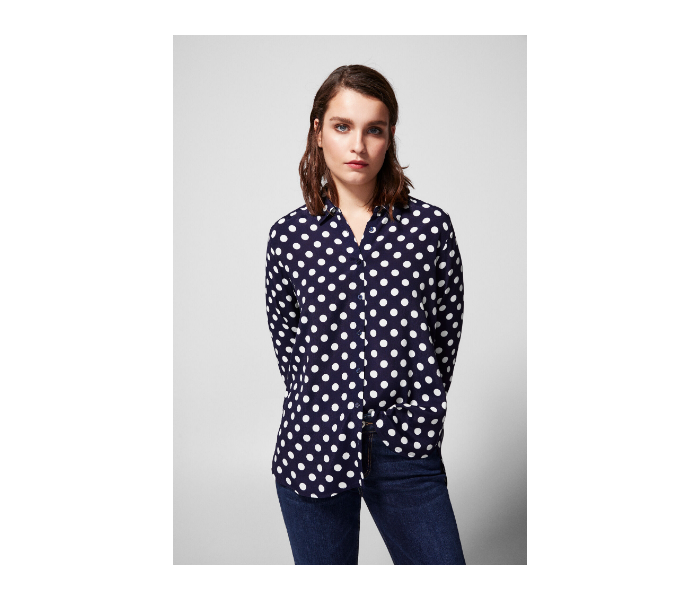 Springfield SS19 Long Sleeve Polka Dotted Blouse EU 36 For Women - Dark Blue - Zoom Image 1