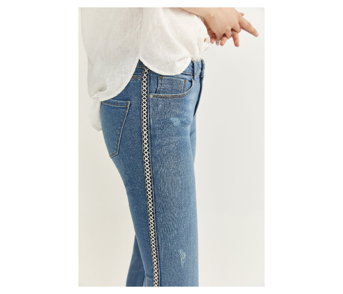 Springfield SS20 Fancy Denim Jeans EU 36 For Women - Blue and White - Zoom Image 2