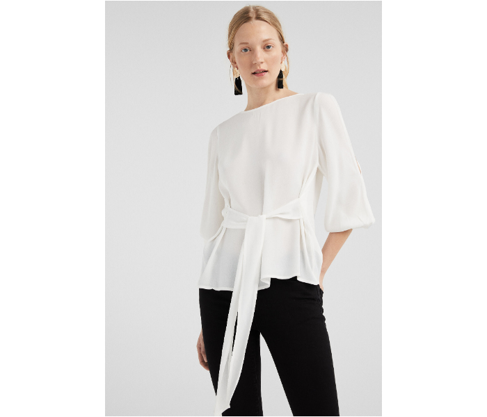 Springfield SS19 Long Sleeve Plain Blouse EU 40 For Women -White - Zoom Image 1