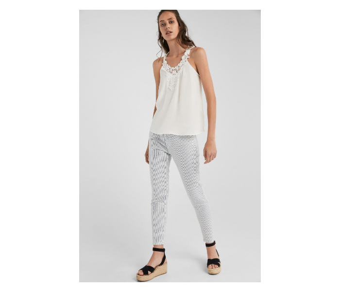 Springfield SS19 Striped Cotton Fancy Pant EU 34 For Women - Grey and White - Zoom Image 4