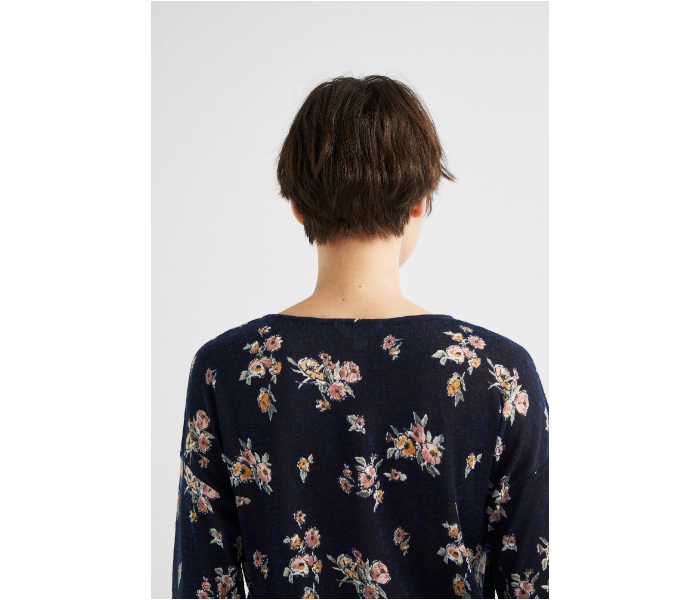 Springfield Floral Long Sleeve T-Shirt Medium For Women - Dark Blue - Zoom Image 4