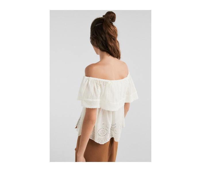 Springfield SS19 Off-Shoulder Blouse EU 34 For Women - Cream - Zoom Image 3