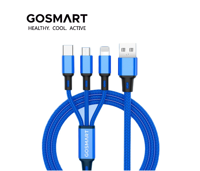 GoSmart G3I1USBCL 3 in 1 USB Cable - Blue - Zoom Image 1