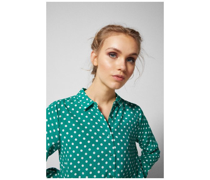 Springfield SS19 Long Sleeve Polka Dotted Blouse EU 38 For Women - Green - Zoom Image 3