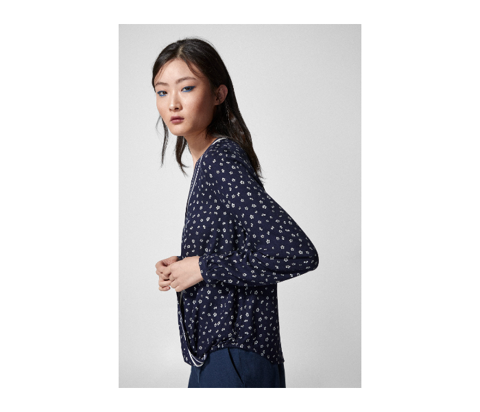 Springfield SS19 Long Sleeve Printed Blouse EU 38 For Women - Dark Blue - Zoom Image 2