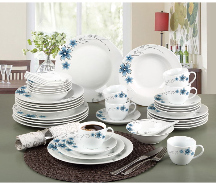 RYB 103HHL00675  E11-060266 Royal Blue Ceramic Dinner Set Regular 42 pcs - Blue - Zoom Image