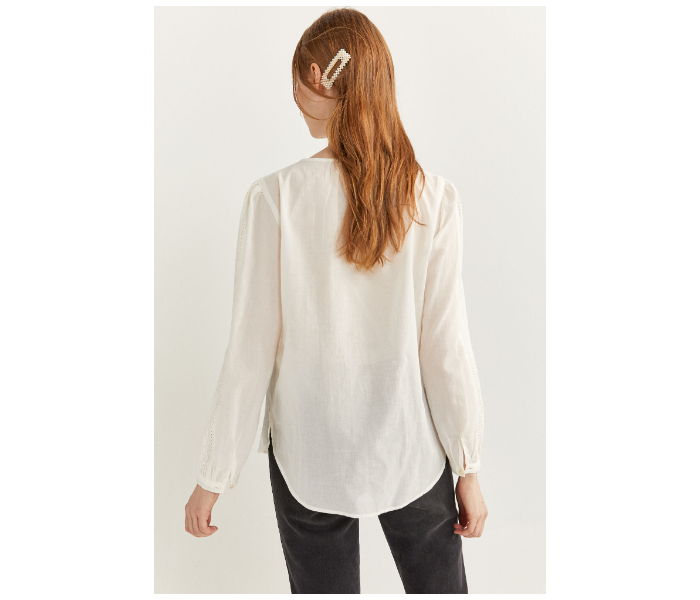 Springfield Regular Fit Long Sleeve Plain Blouse EU 38 For Women - Cream - Zoom Image 3