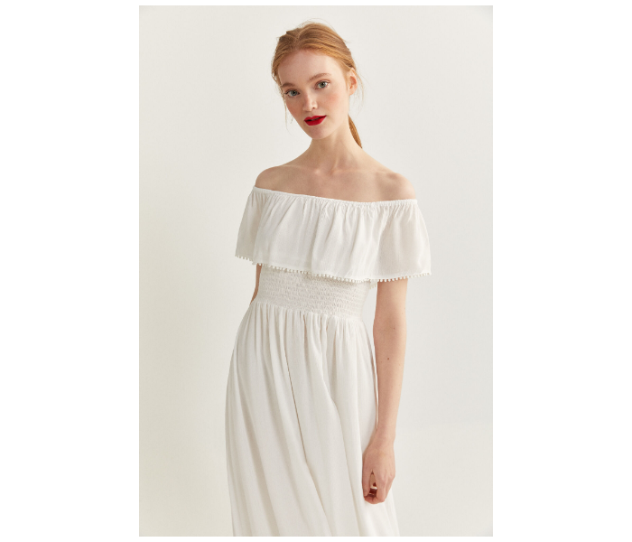 Springfield SS20 Off-Shoulder Knit Dress EU 38 For Women - White - Zoom Image 4