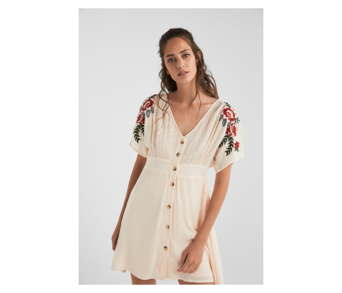 Springfield SS19 Floral Knit Dress EU 38 For Women - Beige - Zoom Image 3