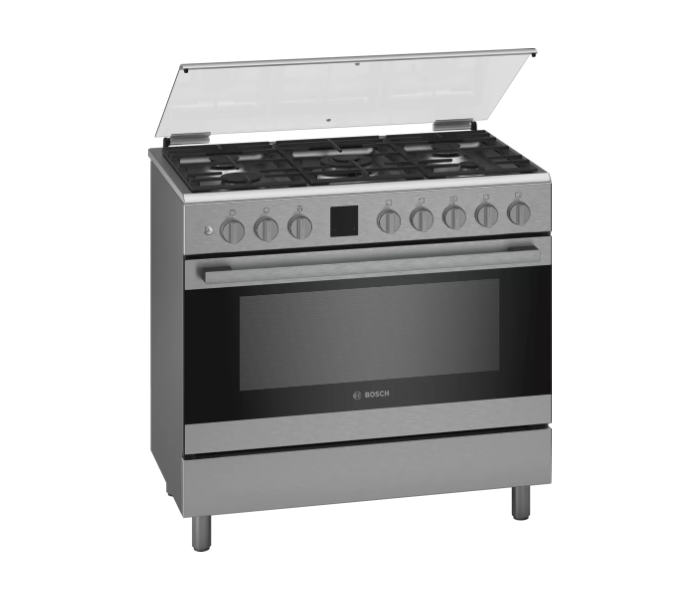 Bosch HGK90VQ50M 90 Cm Gas Range Cooker - Stainless Steel and Black - Zoom Image 1