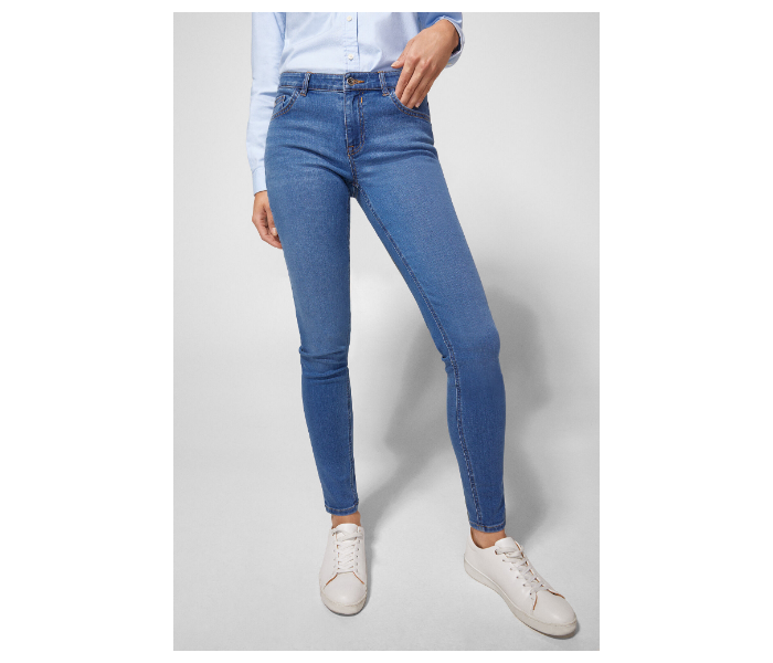 Springfield AW18 Fancy High-Rise Denim Trouser EU 40 For Women - Medium Blue - Zoom Image 3