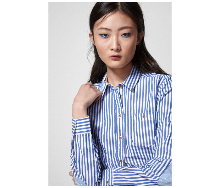 Springfield SS19 Long Sleeve Striped Blouse EU 36 For Women - Blue and White - Zoom Image 4