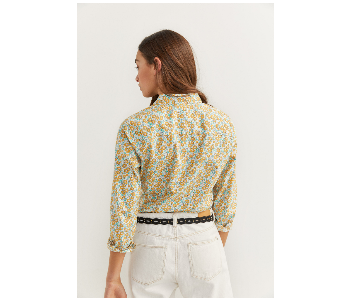 Springfield SS20 Long Sleeve Floral Blouse With Button Closure EU 42 For Women - Yellow and Green - Zoom Image 3