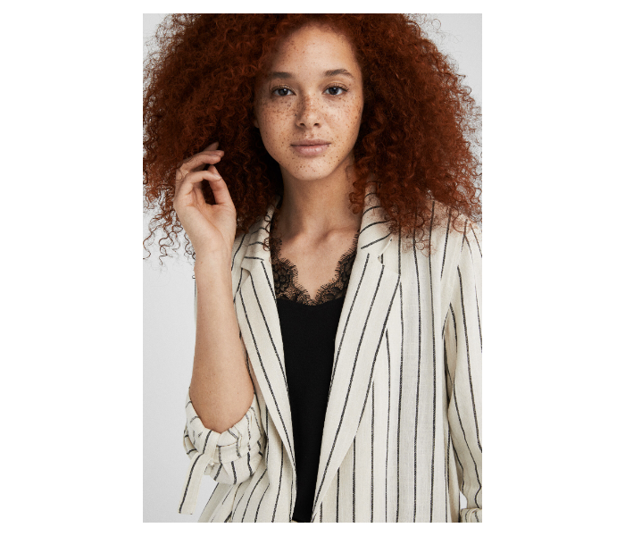 Springfield SS19 Striped Kimonos Medium For Women - Ivory Black - Zoom Image 4