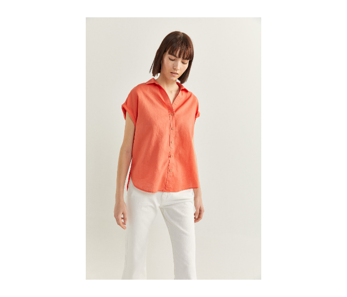 Springfield SS20 Plain Short Sleeve Blouse EU 40 For Women - Orange - Zoom Image 2