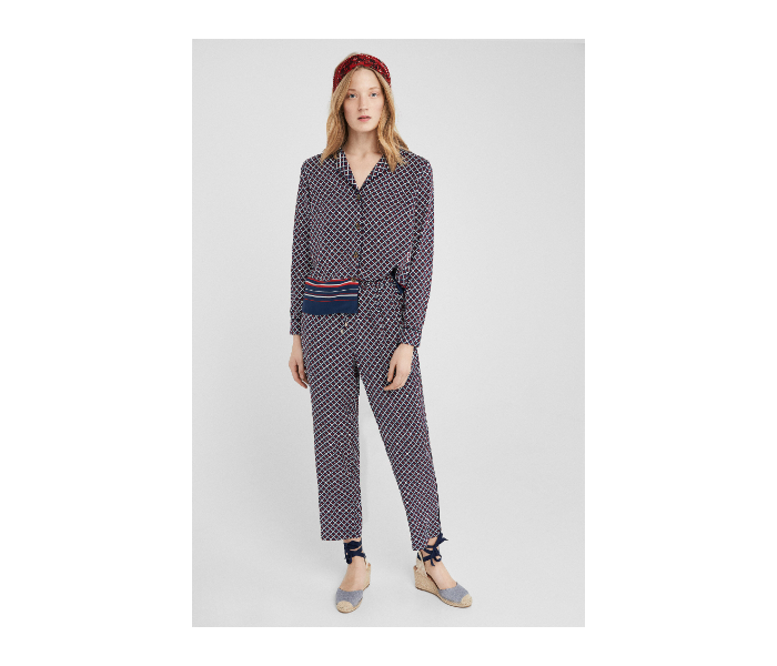 Springfield SS19 Checked Cotton Fancy Pant EU 36 For Women - Brown and Blue - Zoom Image 1